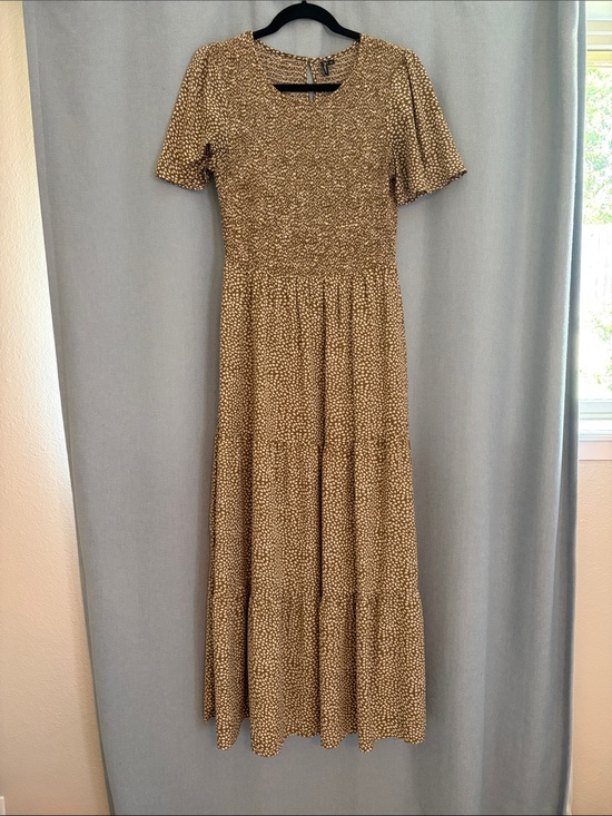 maggeer Dresses & Skirts - Green Printed Short-Sleeve Tiered Maxi Dress